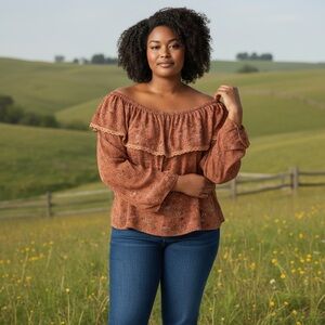 Rust Floral Women's Blouse